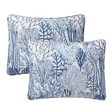 VCNY Home Gill 3-Piece Blue Printed Sea Plants Coastal Quilt Set