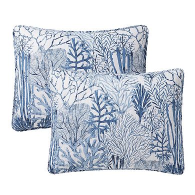 VCNY Home Gill 3-Piece Blue Printed Sea Plants Coastal Quilt Set