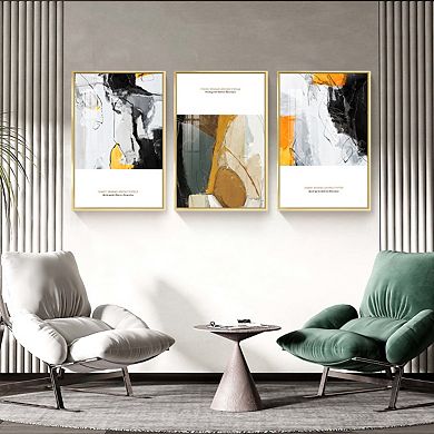 Full House 3 Panels Framed Canvas Wall Artoil Nordic Morden Abstract Paintings For Bedroom, Office