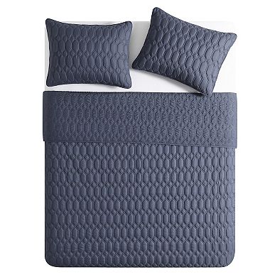 VCNY Home Diamond 3-Piece Pinsonic Textured Quilt Set