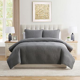 VCNY Home Sands 3 pc Curved Pinsonic Textured Quilt Set