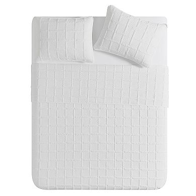 VCNY Home Square 3 pc Square Pinsonic Textured Quilt Set