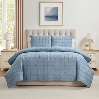 VCNY Home Square 3 pc Square Pinsonic Textured Quilt Set