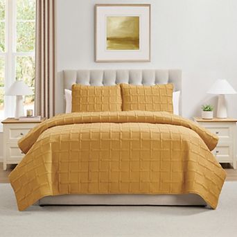VCNY Home Square 3 pc Square Pinsonic Textured Quilt Set