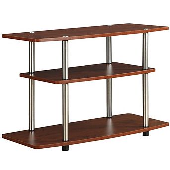 Modern Wood And Metal Tv Stand In Cherry Brown Finish