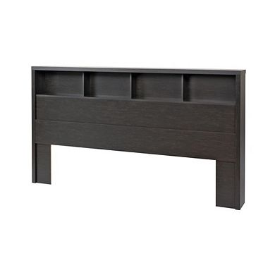 King Size Bookcase Headboard In Washed Black Wood Finish
