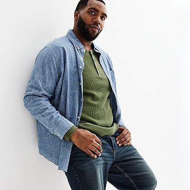 Big & Tall Sonoma Goods For Life® Long Sleeve Waffle Henley Tee