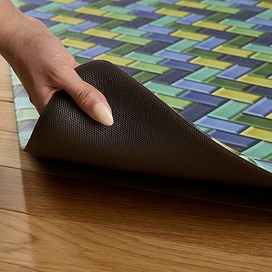 Fiesta Party Herringbone Tiles Modern Geo Anti-Fatigue Comfort Kitchen Mat