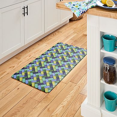 Fiesta Party Herringbone Tiles Modern Geo Anti-Fatigue Comfort Kitchen Mat