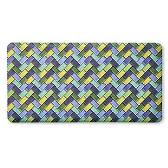 Fiesta Party Herringbone Tiles Modern Geo Anti-Fatigue Comfort Kitchen Mat