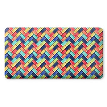 Fiesta Party Herringbone Tiles Modern Geo Anti-Fatigue Comfort Kitchen Mat