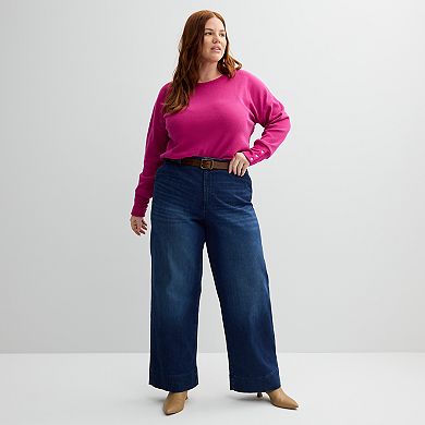 Plus Size Sonoma Goods For Life® Cozy Waffle Pullover Sweater