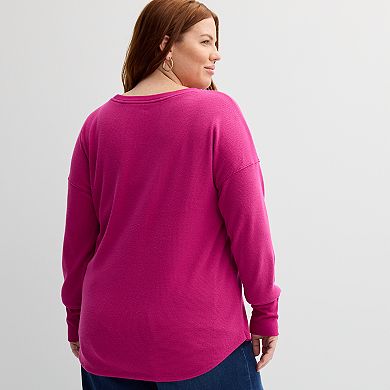 Plus Size Sonoma Goods For Life® Cozy Waffle Pullover Sweater