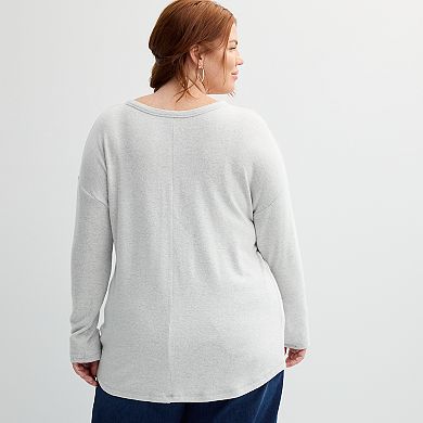 Plus Size Sonoma Goods For Life® Long Sleeve Scoopneck Pullover