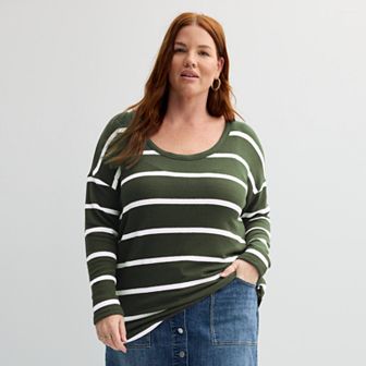 Plus Size Sonoma Goods For Life® Long Sleeve Scoopneck Pullover