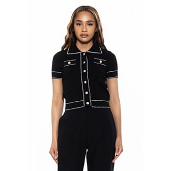 Women's ALEXIA ADMOR Arya Knit Short Sleeve Cardigan