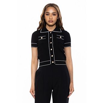 Women's ALEXIA ADMOR Arya Knit Short Sleeve Cardigan