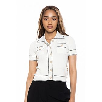 Women's ALEXIA ADMOR Arya Knit Short Sleeve Cardigan