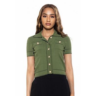 Women's ALEXIA ADMOR Arya Knit Short Sleeve Cardigan