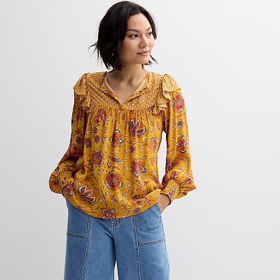 NWT DOEN outlets Abelene Top Yellow Floral Ruffle Blouse Tasha Garden Print Size XS