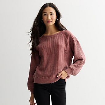 Women's Farmers Market Waffle Long Sleeve Top