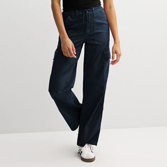 Juniors' SO® Drawstring High-Rise Wide Leg Cargo Pants