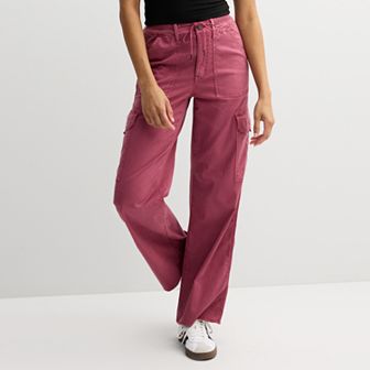 Juniors' SO® Drawstring High-Rise Wide Leg Cargo Pants