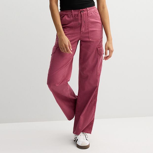【Anyone more】Forun Pink Long Wide Pants Pink Wide Leg Pants - Straight A Style