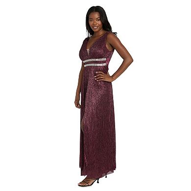 Women's R&M Richards Illusion Inset Front Crinkle Maxi Dress