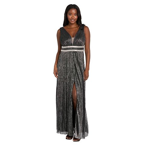Женские платья R&M Women's R&M Richards Illusion Inset Front Crinkle Evening Gown