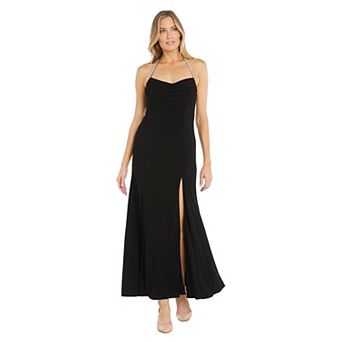 Women's R&M Richards Halter Dress with Rhinestone Draped Neckline Trim