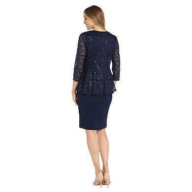 Women's R&M Richards 2-pc. Double Tiered Lace Jacket Dress with Detachable Necklace