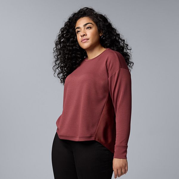 Plus Size Simply Vera Vera Wang Mixed Media Pullover