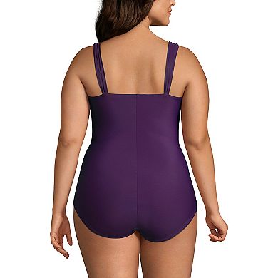 Plus Size Lands' End SlenderSuit Grecian Tummy Control One-Piece Swimsuit