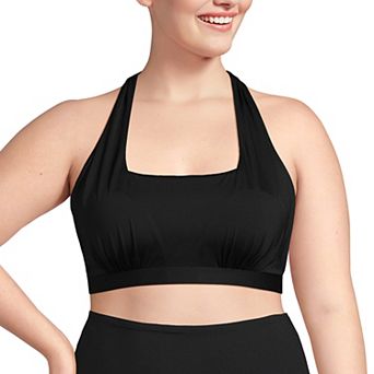 Plus Size Lands' End Square Neck Tie Halter Bikini Top