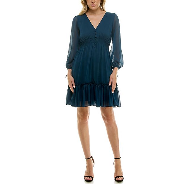 Women's Taylor Shirred Waist Ruffle Hem Dress