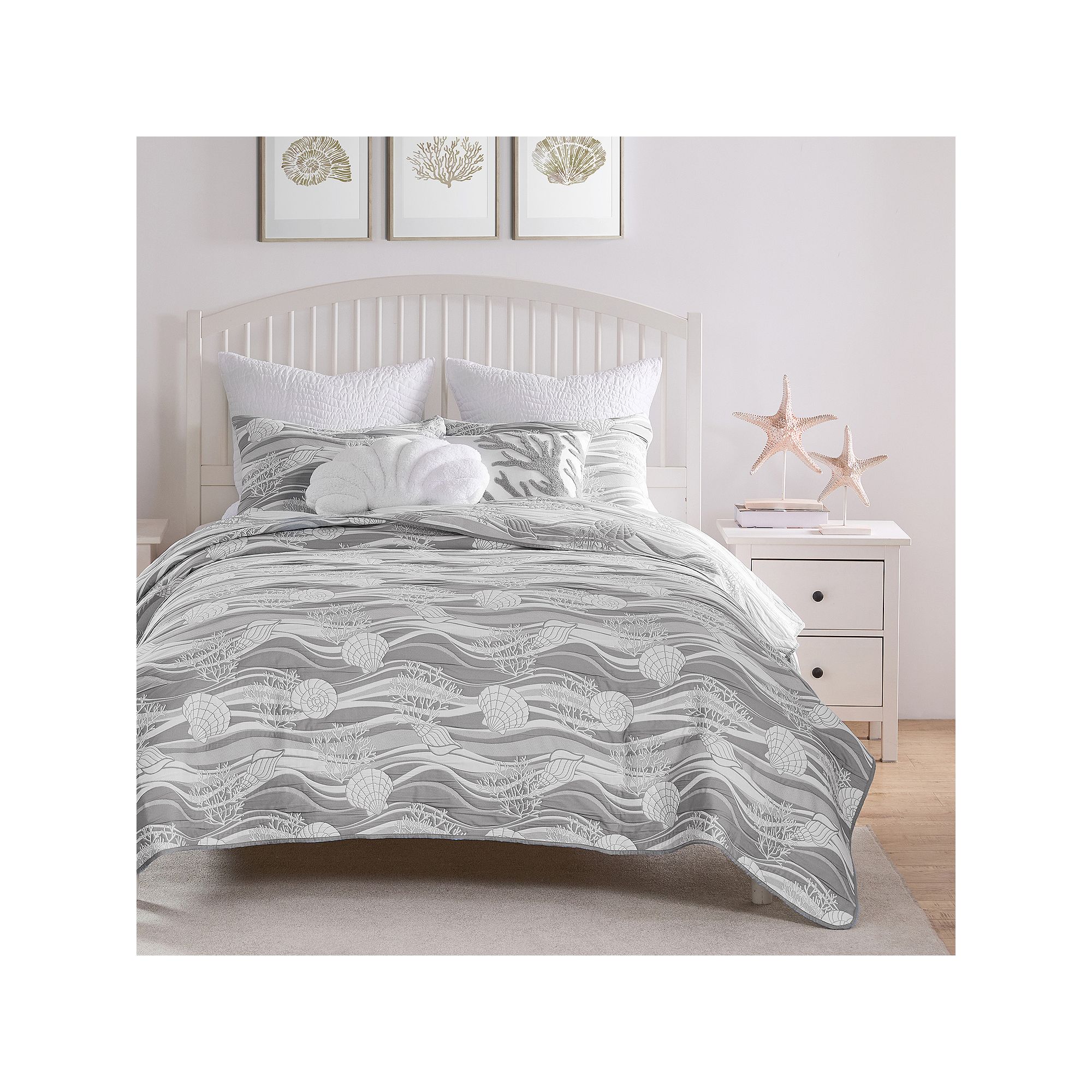 Greenland Home Fashions Marina Quilt Set, Harbor Gray