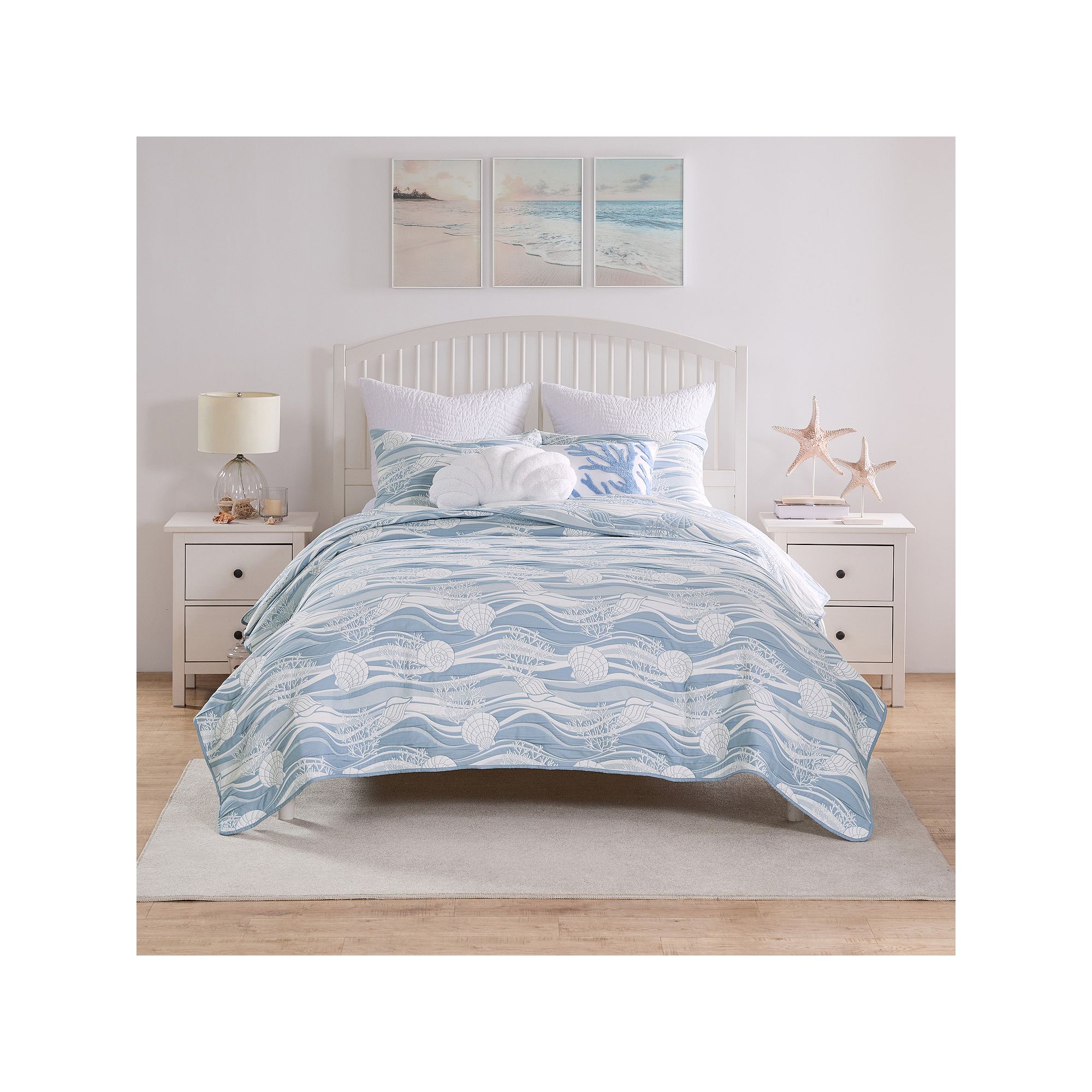 Greenland Home Fashions Marina Quilt Set, Tidal Blue