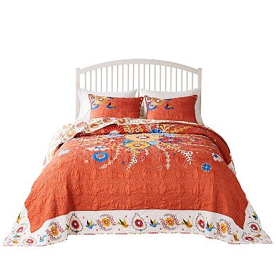 Greenland Home Fashions Topanga Floral Quilt Set with Shams