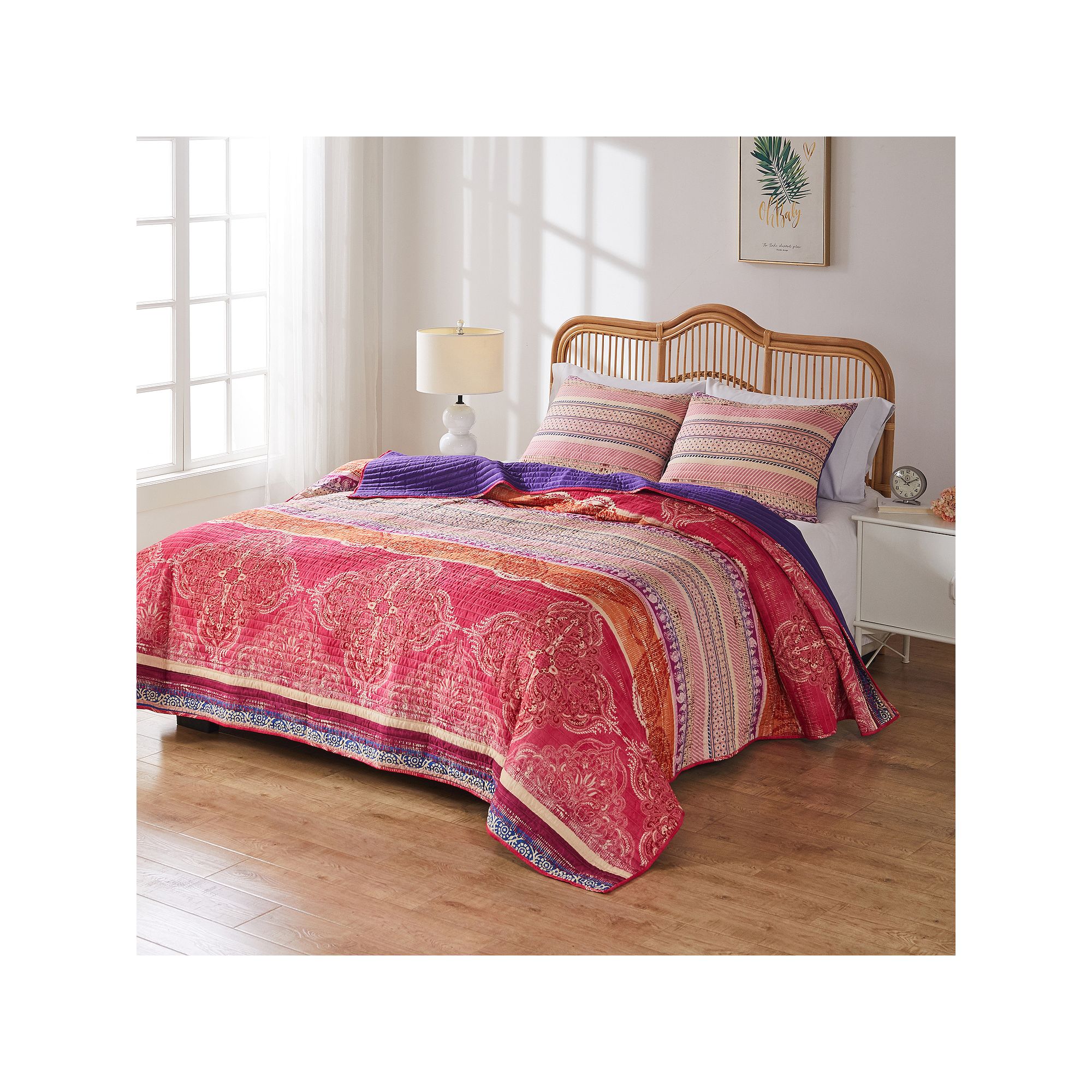 Greenland Home Fashions Aurora Pink Quilt Set