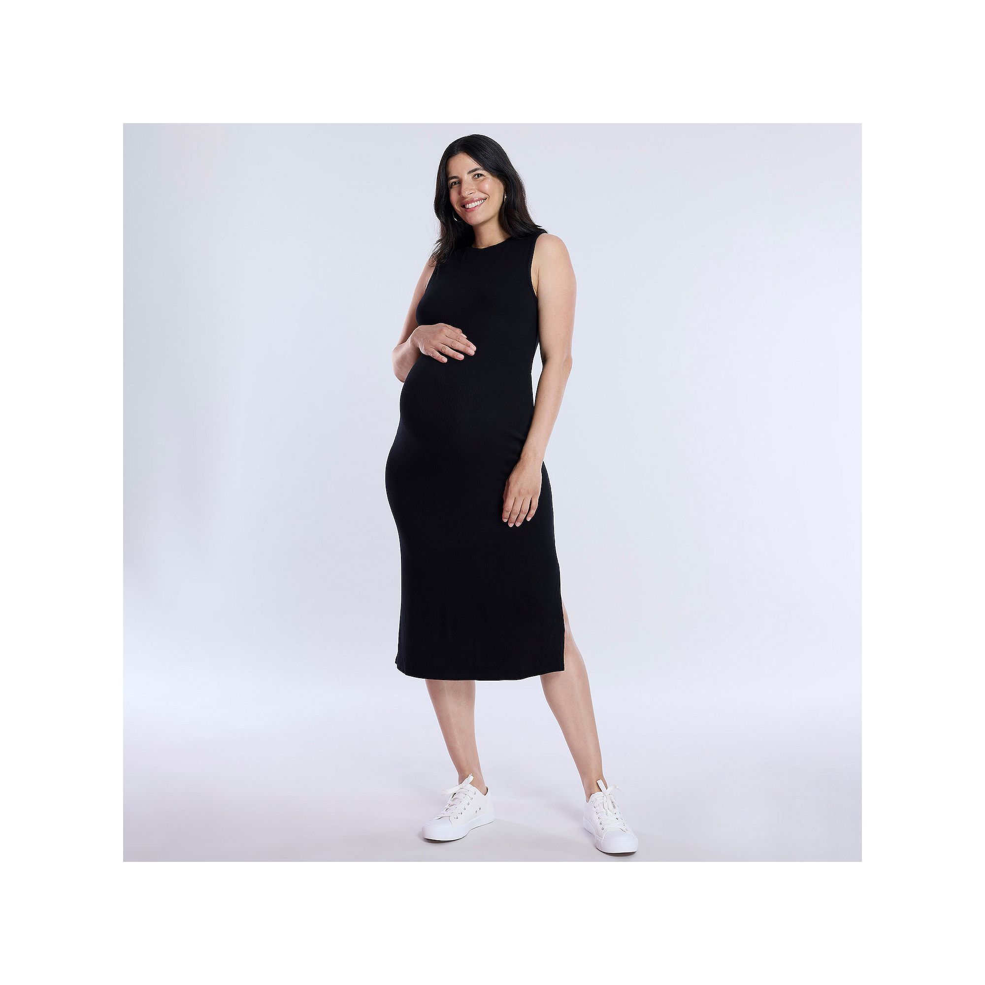 Maternity Motherhood® Rib Knit Midi Dress, Womens, Size: XS-MAT, Black