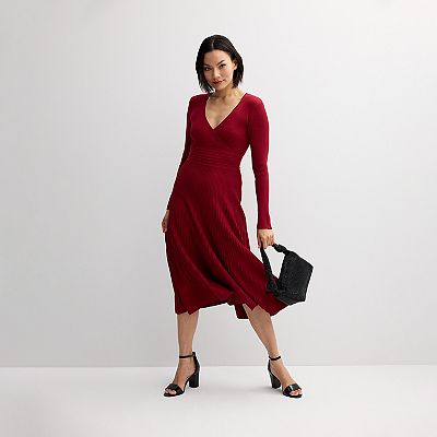 taylor fit and flare sweater dress Women's Taylor Ribbed Fit & Flare Sweater Dress
