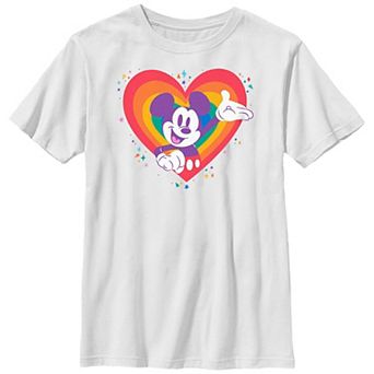 Disney's Mickey Mouse Rainbow Heart Boys Graphic Tee