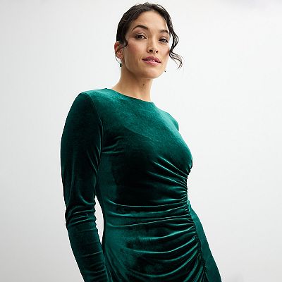 Women's Maison Tara Lux Velvet Asymmetrical Midi Dress