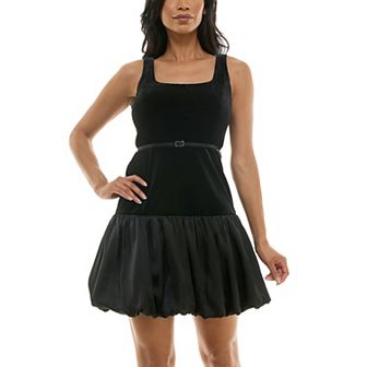 Women's Maison Tara Lux Velvet Square Neck Satin Bubble Hem