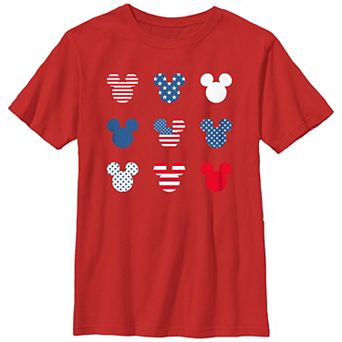 Disney's Mickey Mouse Americana Style Print Heads Boys Graphic Tee