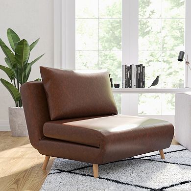 Merrick Lane Celine Convertible Tri-Fold Sleeper Chair with Channel Stitching and Pillow