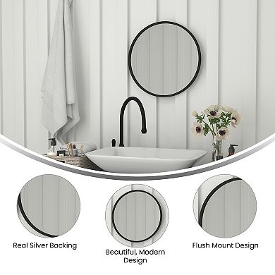 Merrick Lane Monaco Accent Wall Mirror with Metal Frame for Bathroom, Vanity, Entryway