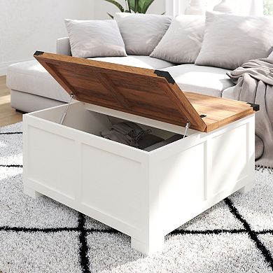 Merrick Lane Green River Farmhouse Storage Coffee Table