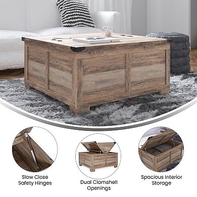 Merrick Lane Green River Farmhouse Storage Coffee Table